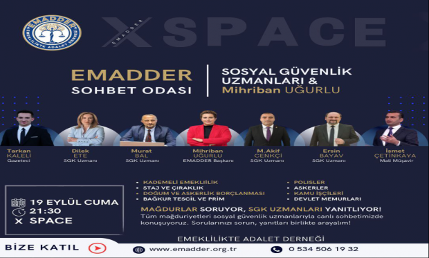 19/09/2025 Cuma - Emadder X (Twetter) Canlı Sohbet - Emadder Adalet Çalıştayı 