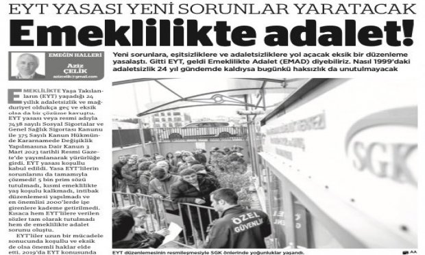 Prof. Dr. Aziz Çelik Hocanın BirGün Gazetesi SGK Adaletsizliği ve Derneğimiz Hakkındaki Köşe Yazısı