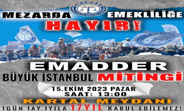 15 EKİM PAZAR KARTAL MİTİNG DUYURUSU