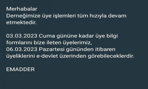 Dernek Üye Alımlarımız Tüm Hızıyla Devam Ediyor